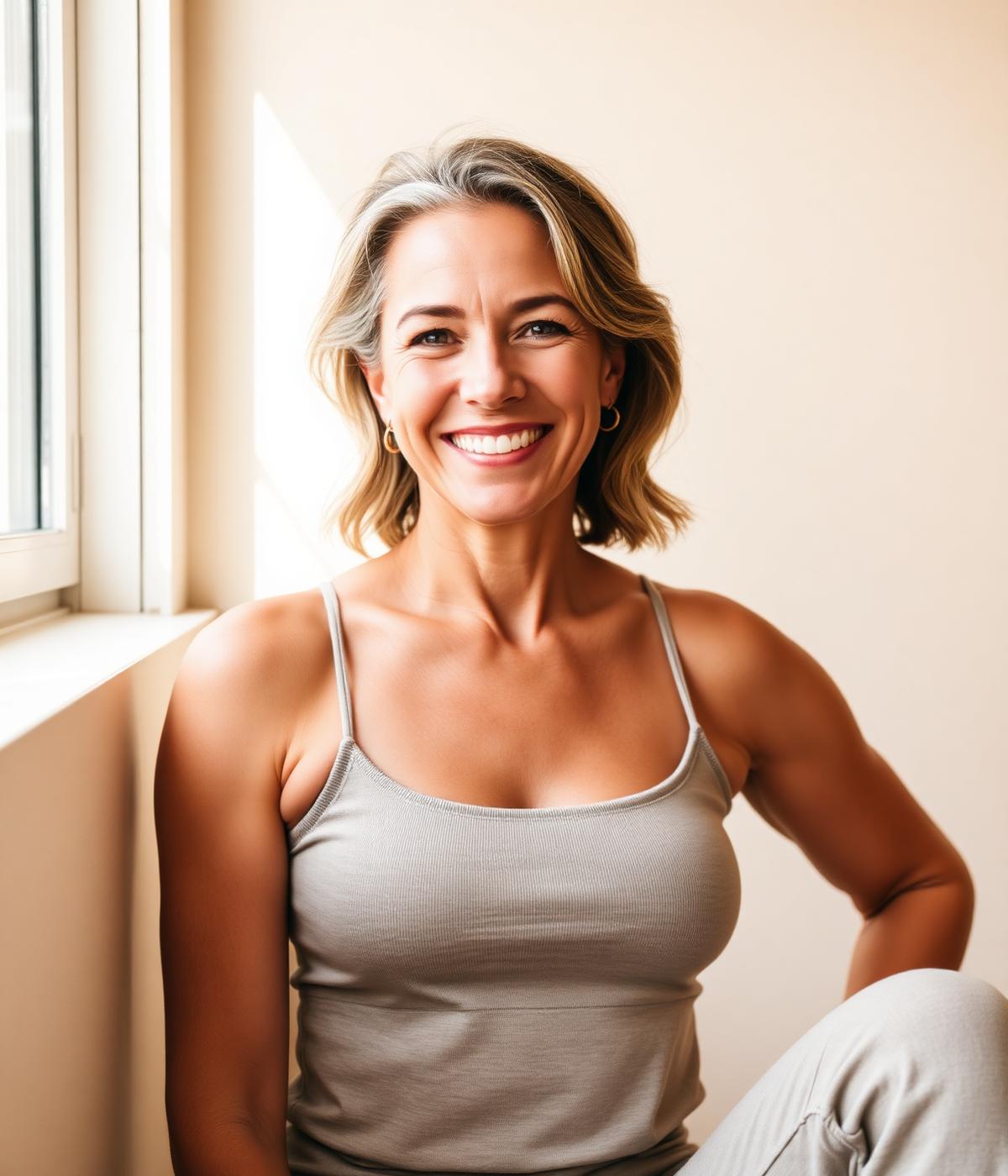 Femme confiante et souriante